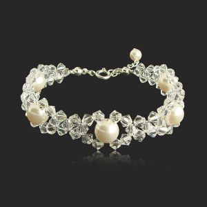 Bransoletka srebrna z kryształkami i perłami SWAROVSKI ®