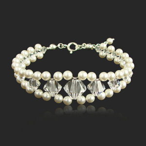 Bransoletka srebrna z kryształkami i perłami SWAROVSKI ®