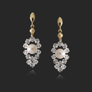 Kolczyki srebrne pozłacane z kryształkami i perłami SWAROVSKI ®