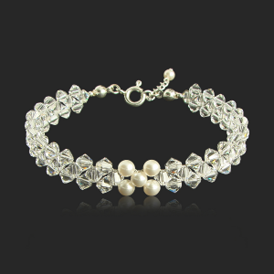 Bransoletka srebrna z kryształkami i perłami SWAROVSKI ®